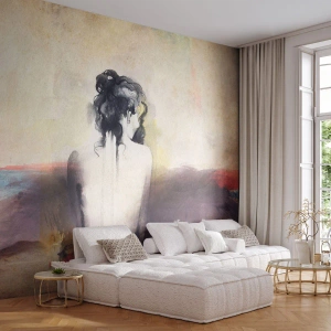 Fototapeta Premium Sand - Jemné línie, oválne tvary - Žena, Telo, Kus - 150x105 cm