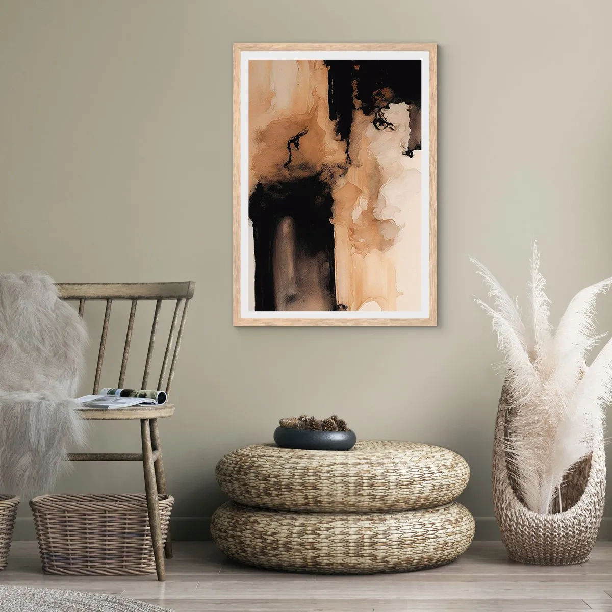 Plagát v ráme zo svetlého duba - Pútavá abstrakcia - 70x100 cm