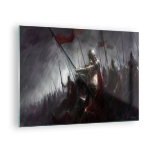 Obraz na skle - Rytieri v daždi na bojisku v plnej výstroji - 70x50cm - Pútnik, zvestuj Lakedaimonským… - Moderná nástenná dekorácia do obývacej izby a spálne ARTTOR