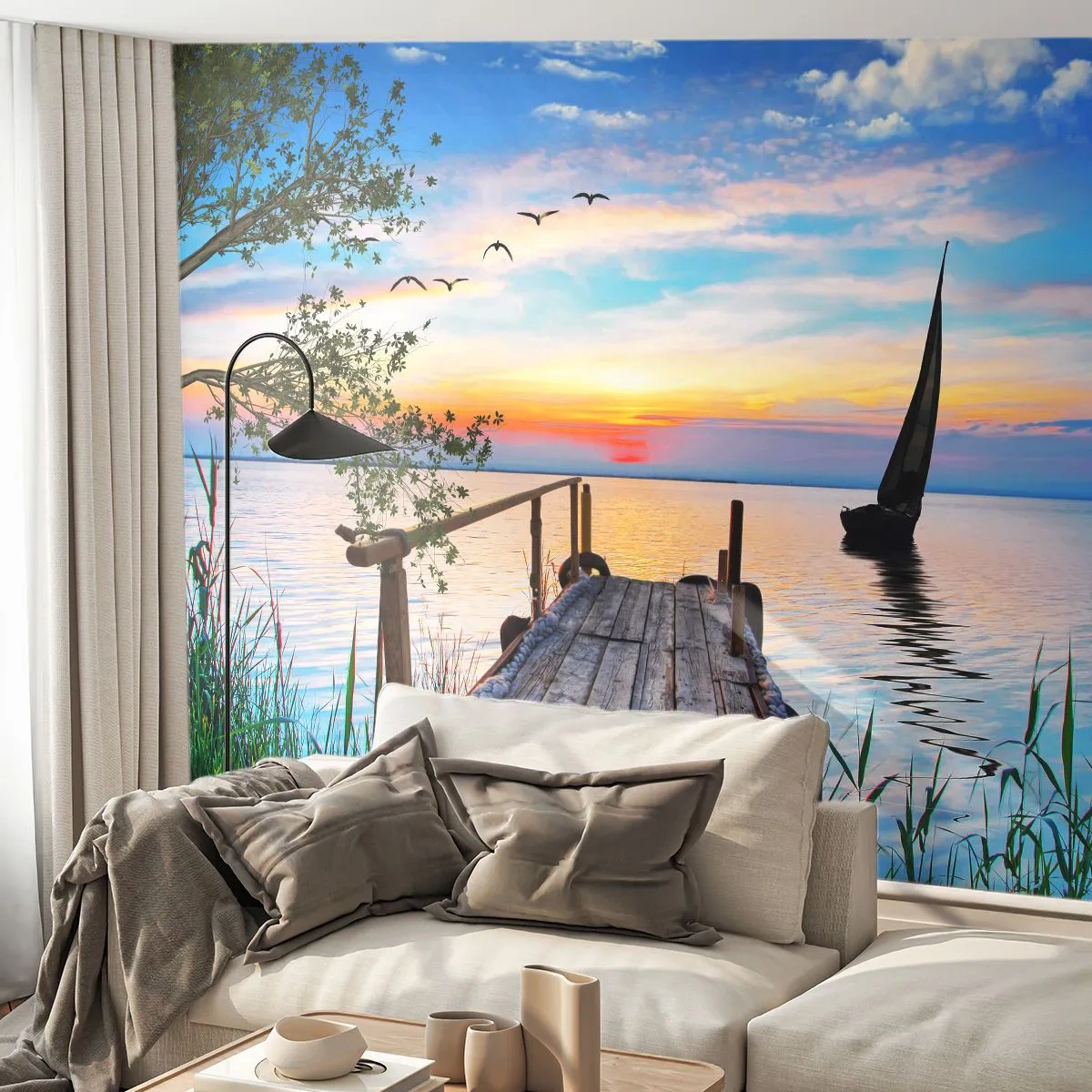 Fototapeta Standard Eco - Dobrý večer - Krajina, Jazero, Drevený most - 400x280 cm