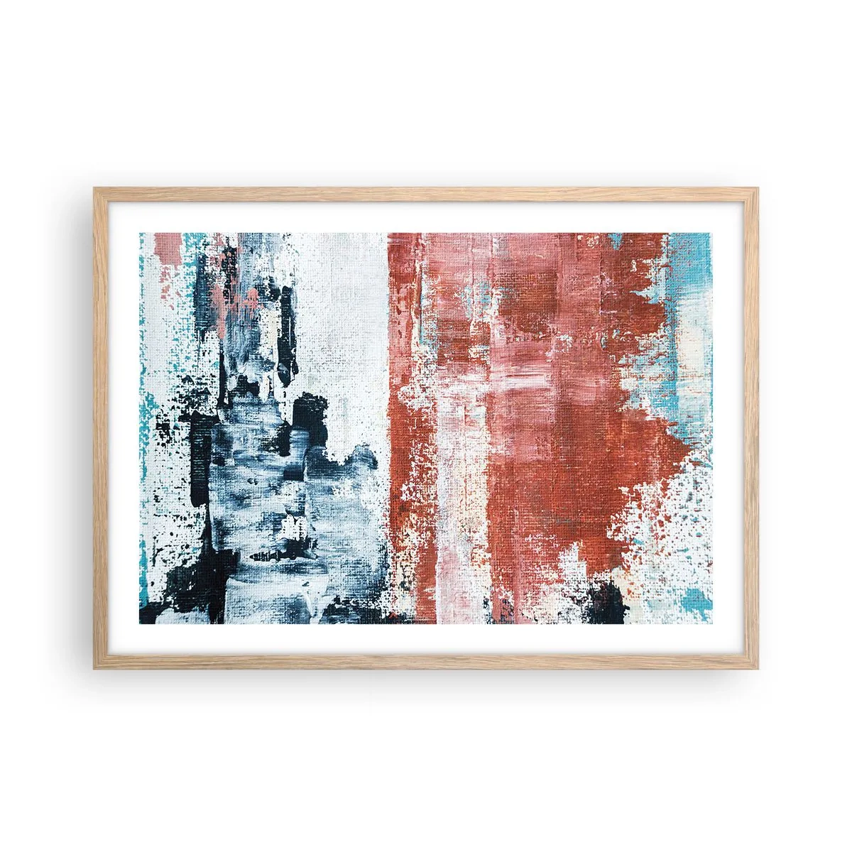 Plagát v ráme zo svetlého duba - Abstraktné pol na pol - 70x50 cm