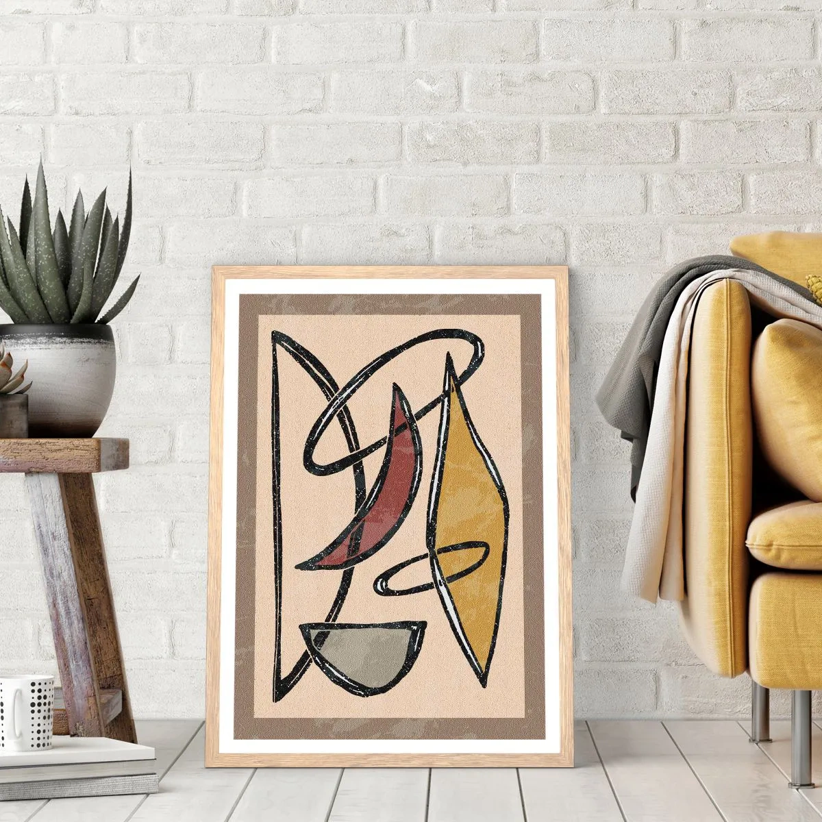 Plagát v ráme zo svetlého duba - Kompozícia – oblúky a ovály - 40x50 cm