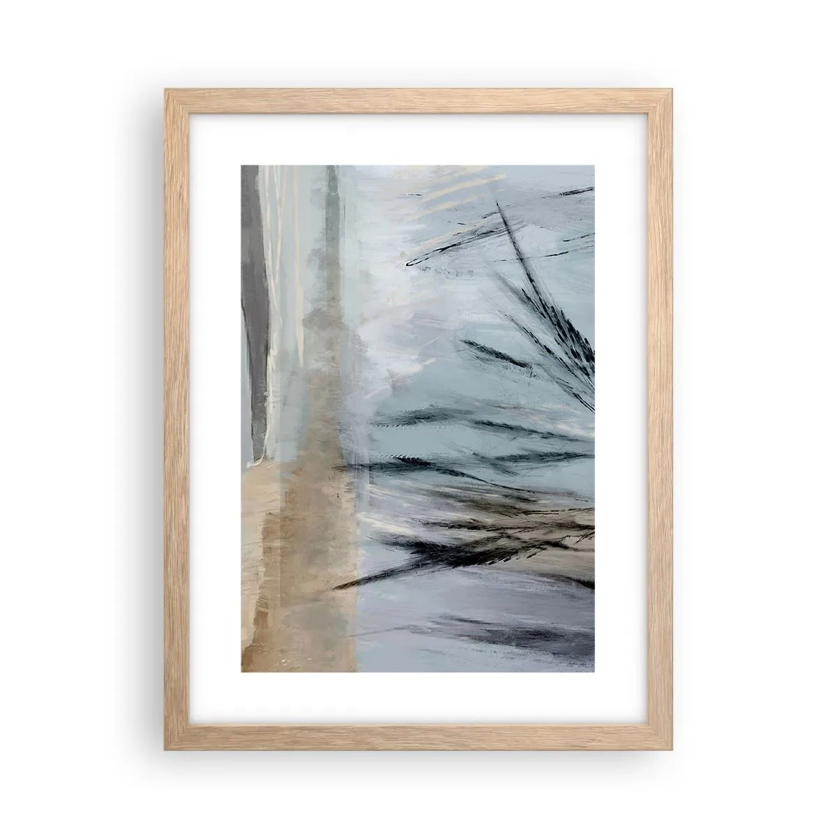 Plagát v ráme zo svetlého duba - Zimné polia - 30x40 cm