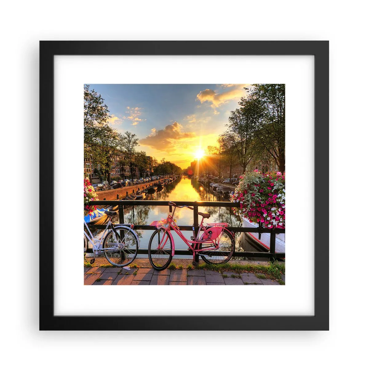 Plagát v čiernom ráme - Jarné ráno v Amsterdame - 30x30 cm