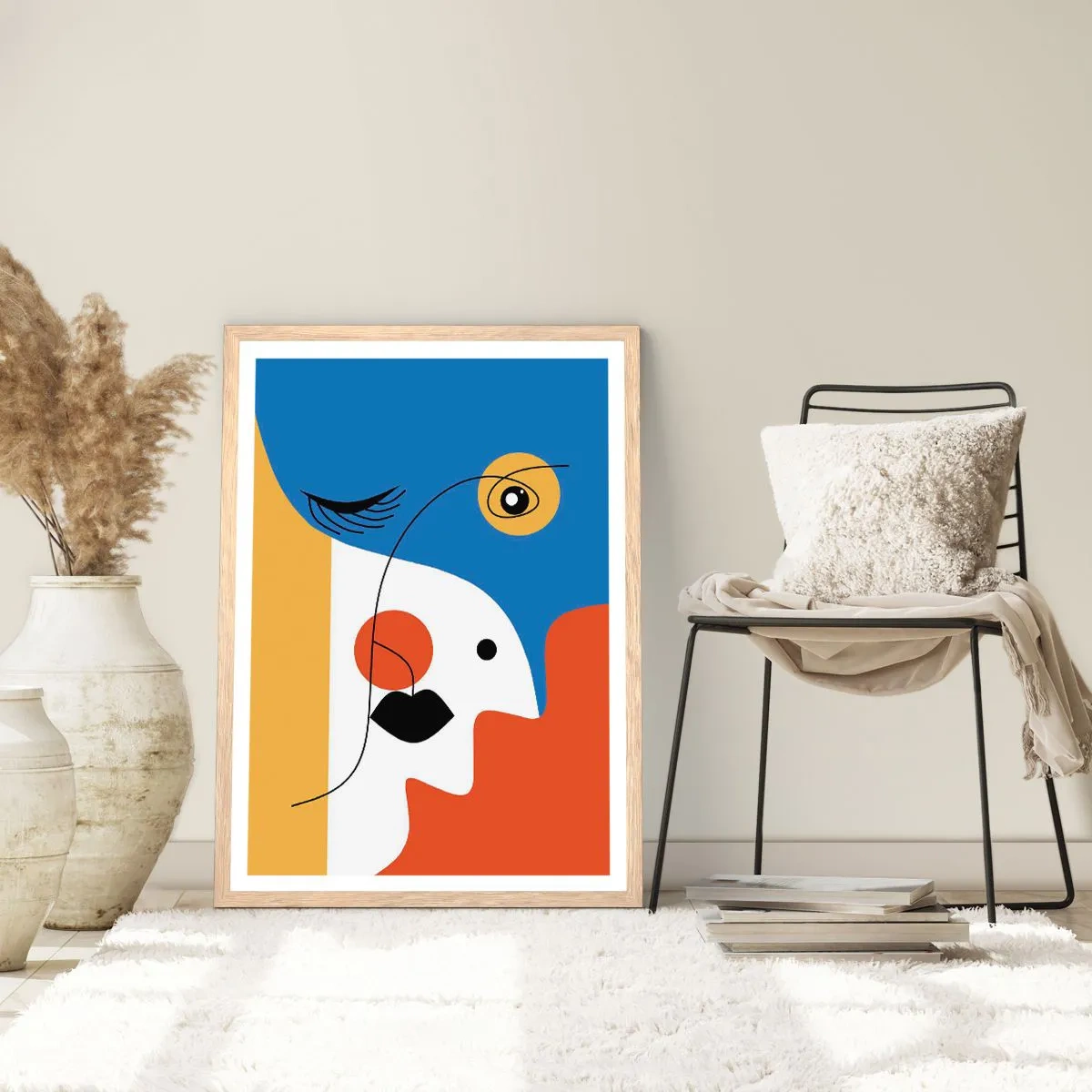 Plagát v ráme zo svetlého duba - Zdeformovaný portrét - 50x70 cm