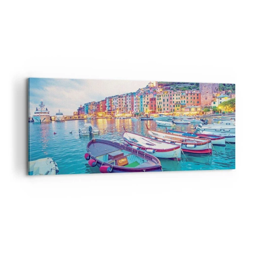 Obraz na plátne - Farebný večer v prístave - 100x40 cm