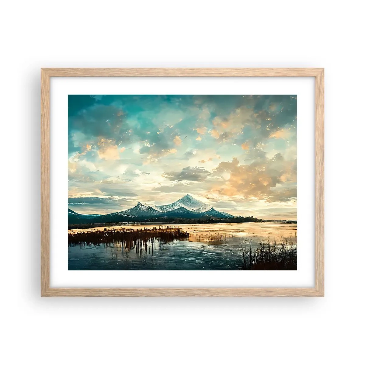 Plagát v ráme zo svetlého duba - Pod ochranou neba - 50x40 cm