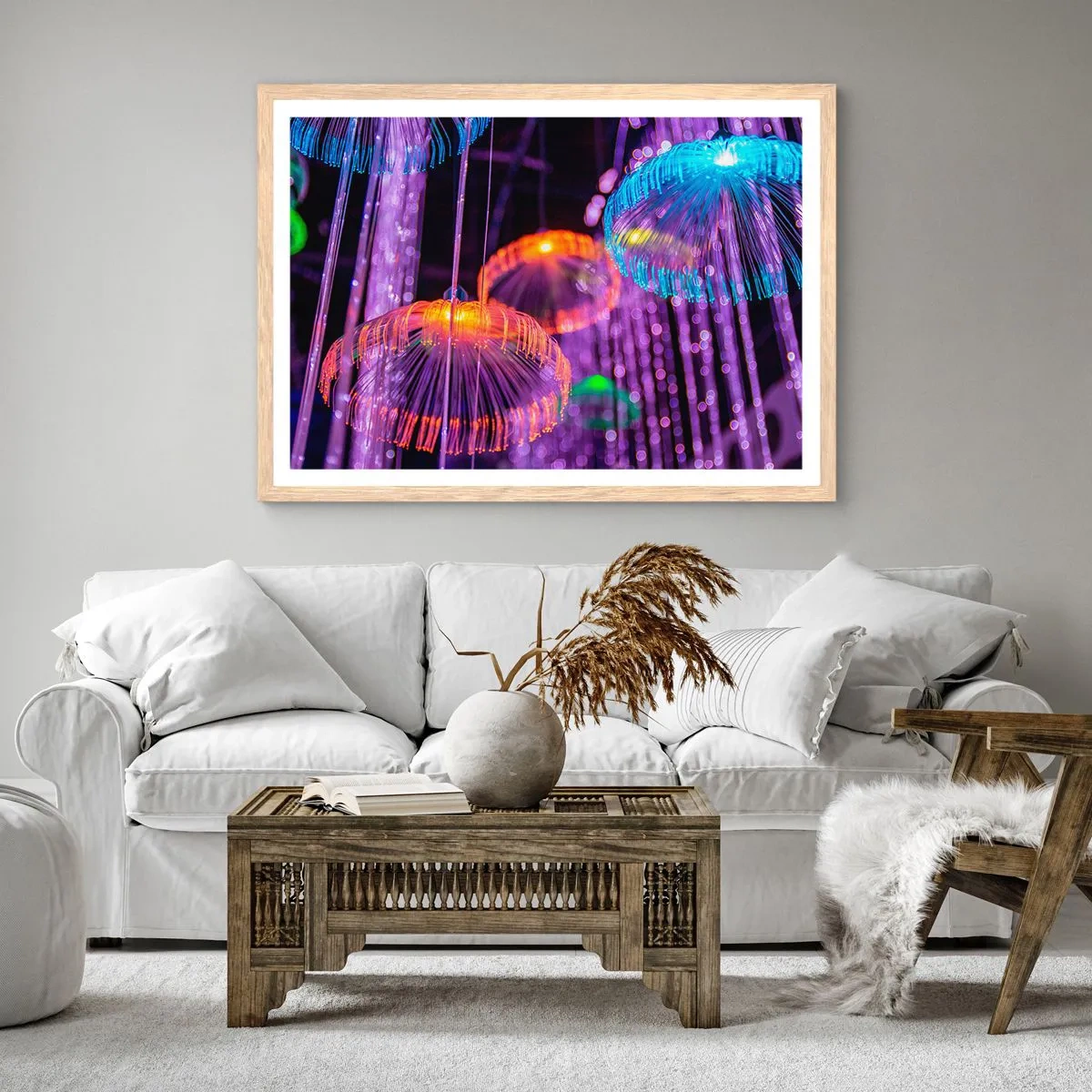 Plagát v ráme zo svetlého duba - Svetelná fontána - 91x61 cm