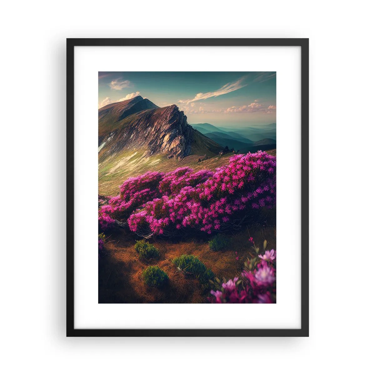 Plagát v čiernom ráme - Leto na horách - 40x50 cm