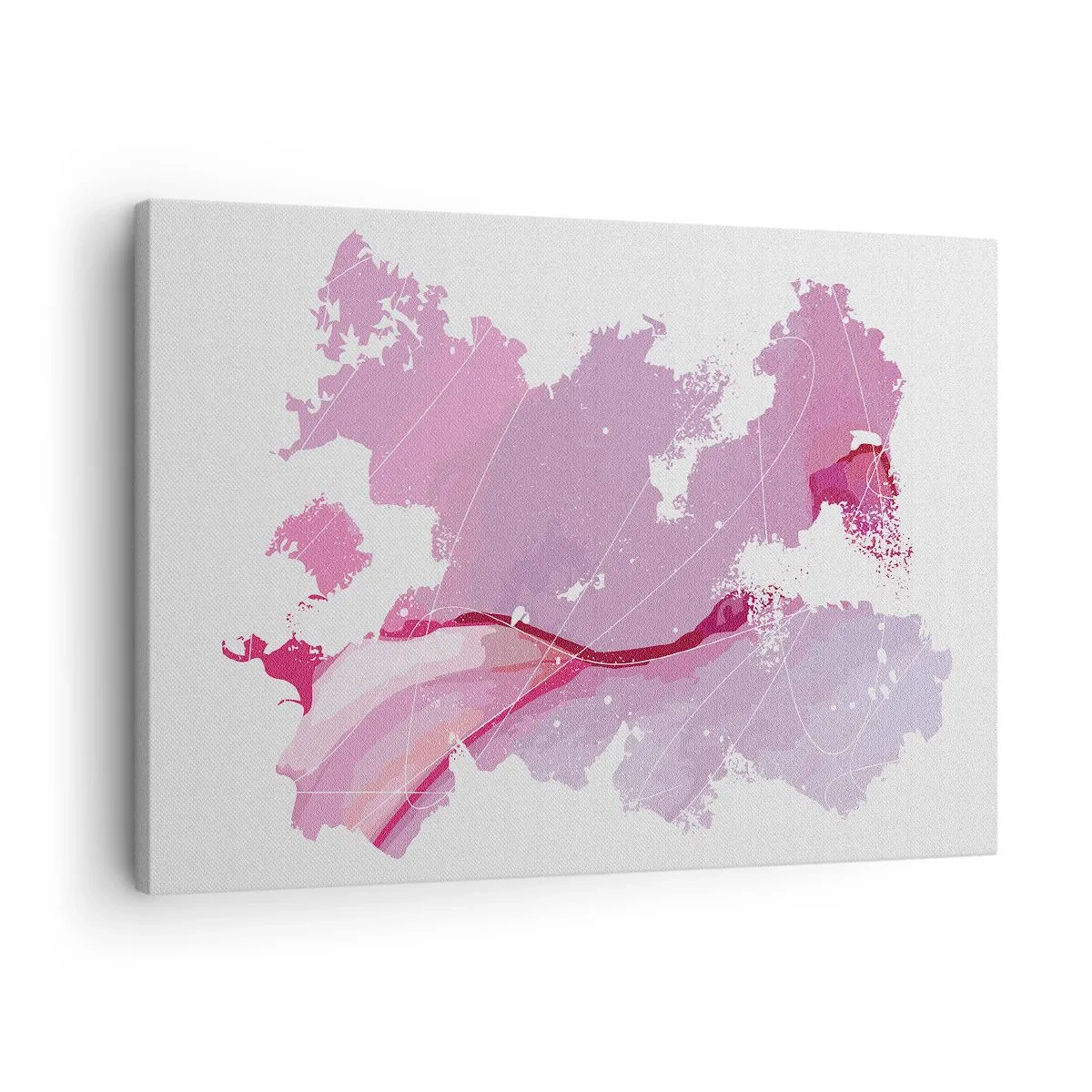 Obraz na plátne - Abstraktná mapa sveta v odtieňoch ružovej - 70x50cm - Mapa ružového sveta - Moderná nástenná dekorácia do obývacej izby a spálne ARTTOR