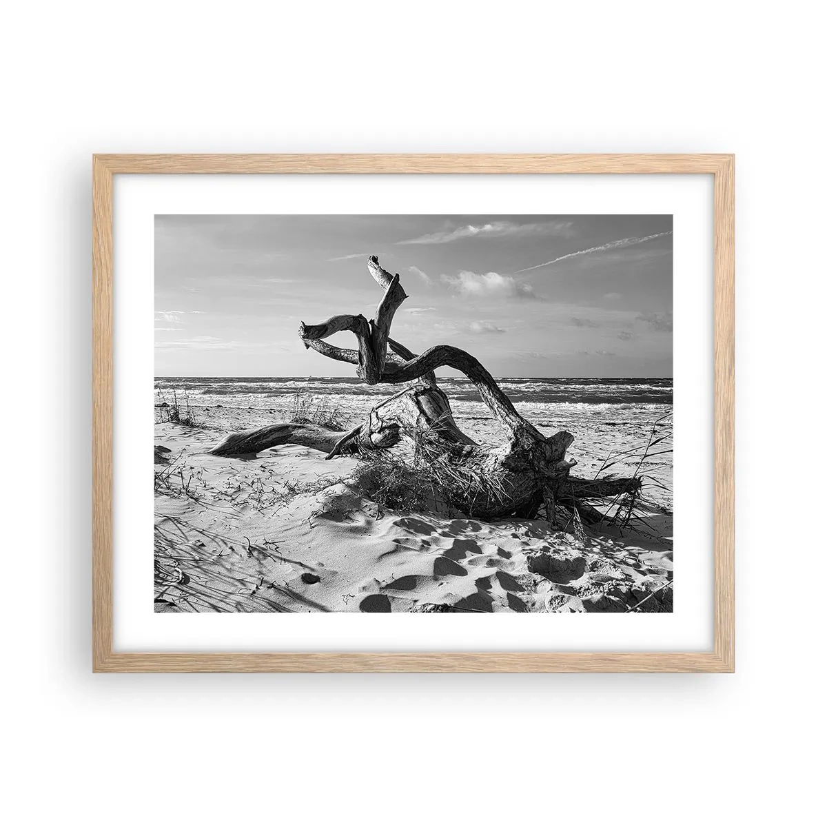 Plagát v ráme zo svetlého duba - Morská socha - 50x40 cm