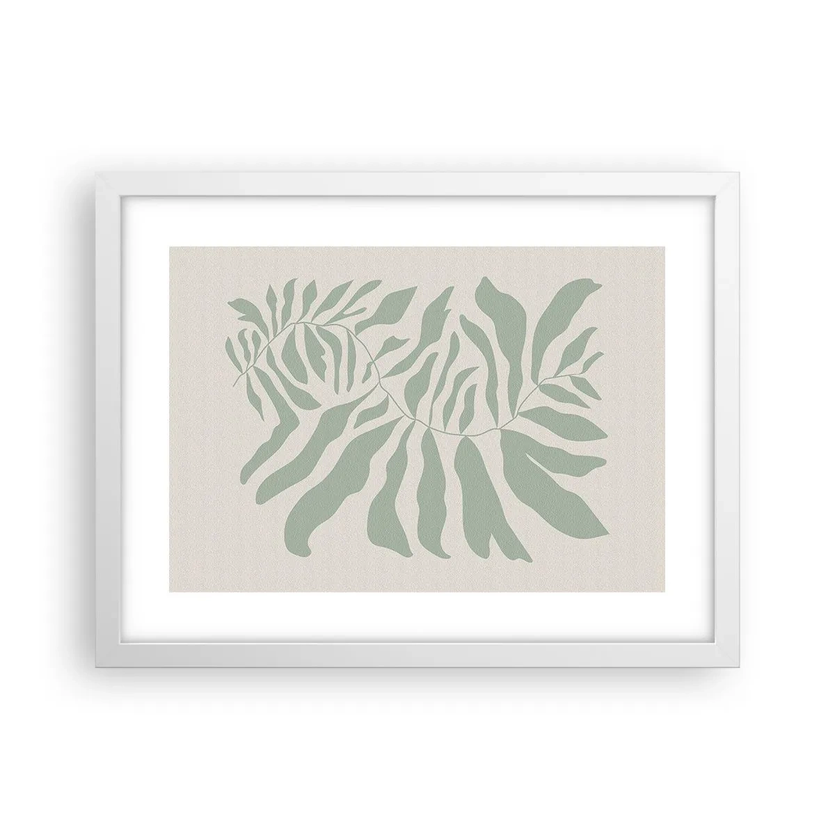 Plagát v bielom ráme - Smaragdová vetva - 40x30 cm