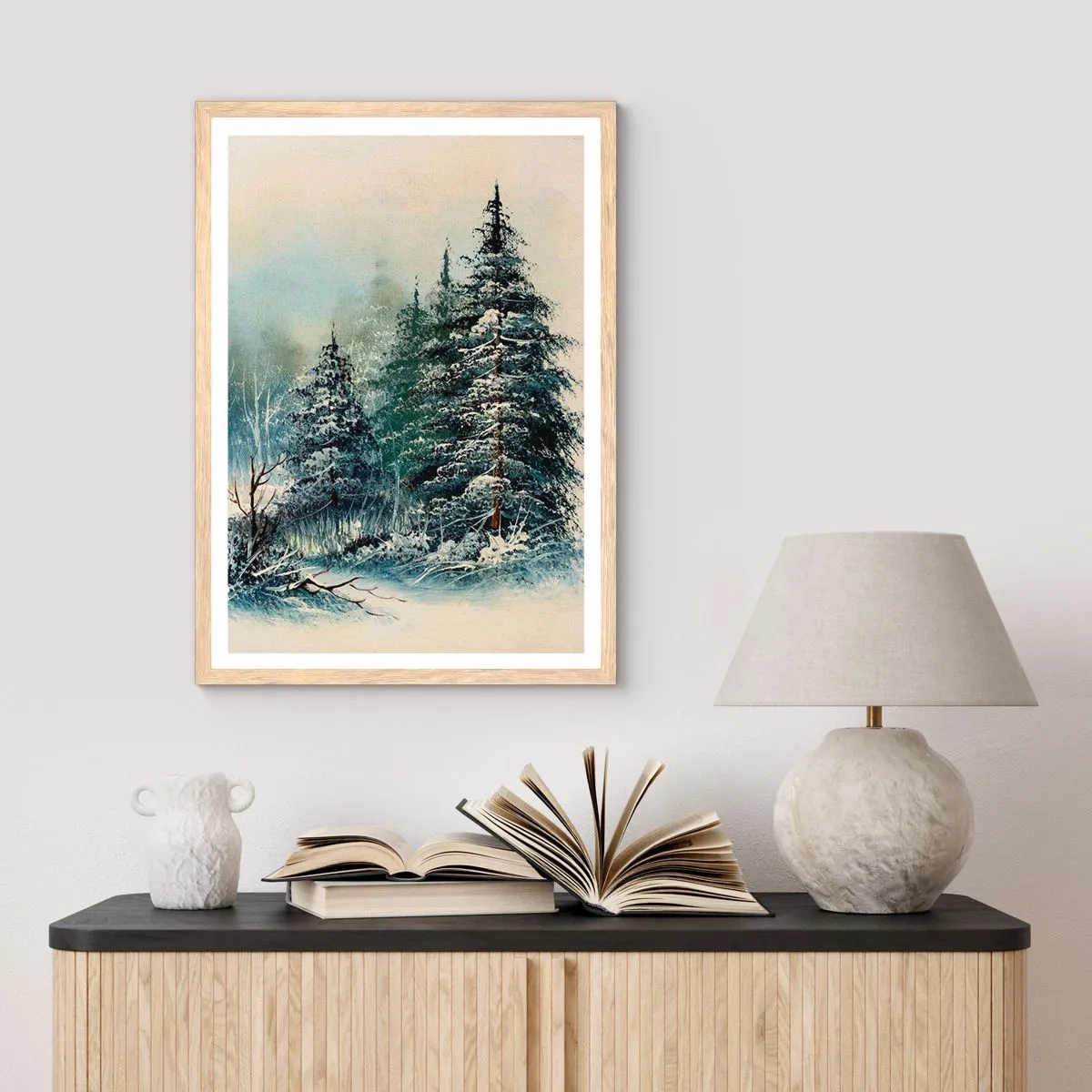 Plagát v ráme zo svetlého duba - Pripravenie na Vianoce - 30x40 cm