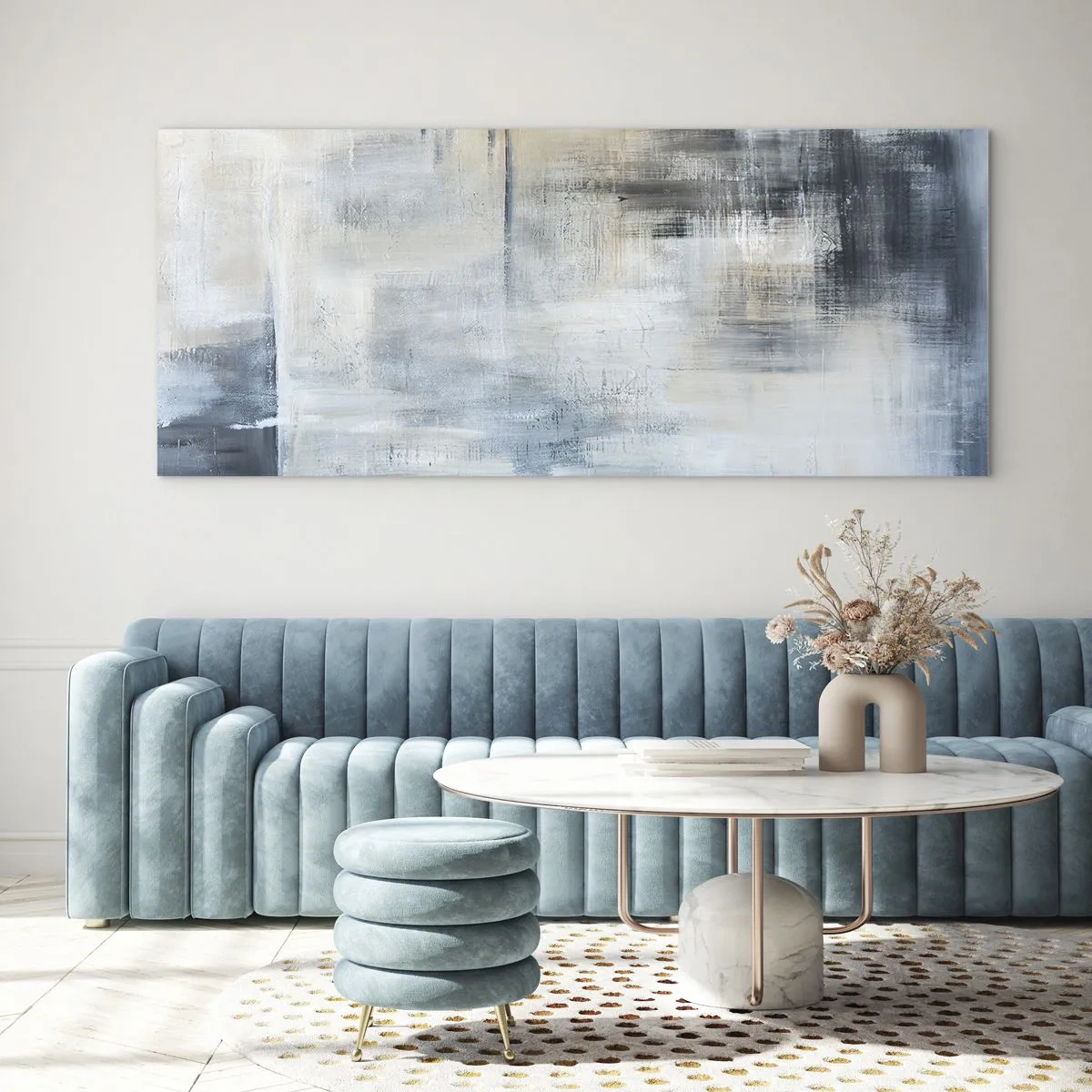 Obraz na skle - Za závojom modrej - 120x50 cm