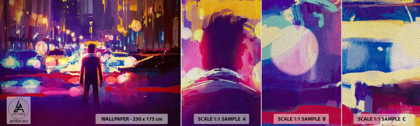 Vzorka fototapety Premium Sand - Ponorený do svetla - Mesto, Muž, New York - 100x30 cm