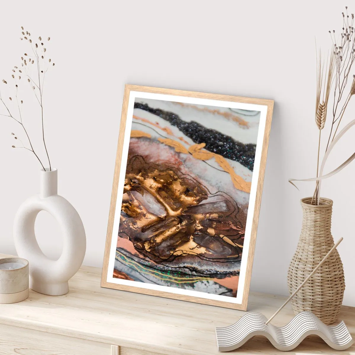 Plagát v ráme zo svetlého duba - Prvok krajiny - 70x100 cm