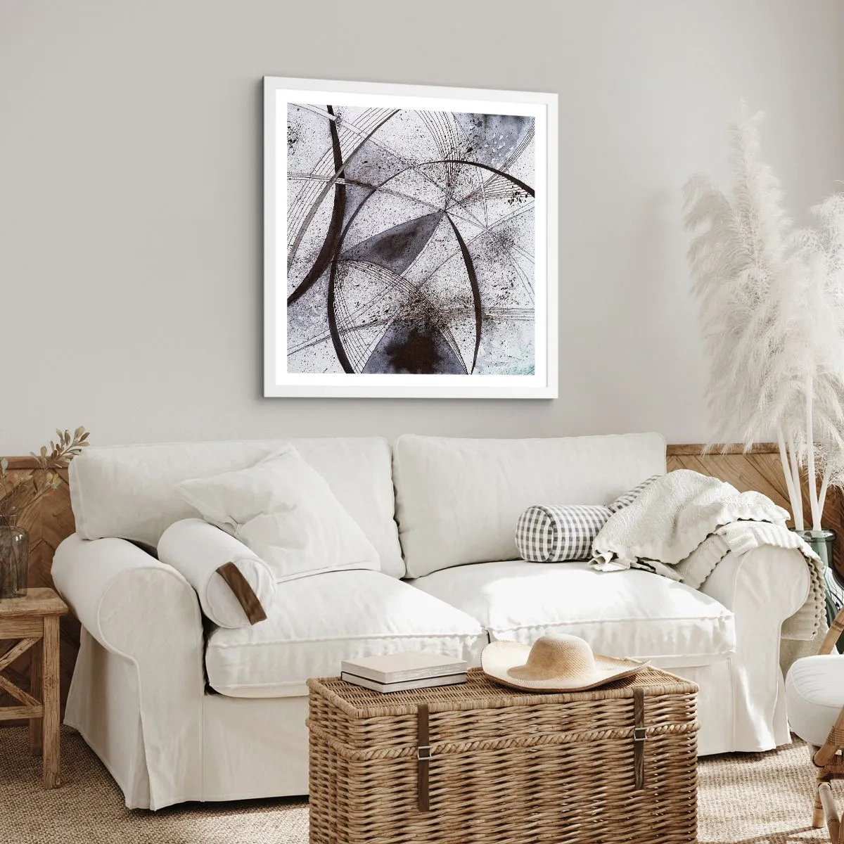 Plagát v bielom ráme - Futuristická fantázia - 30x30 cm