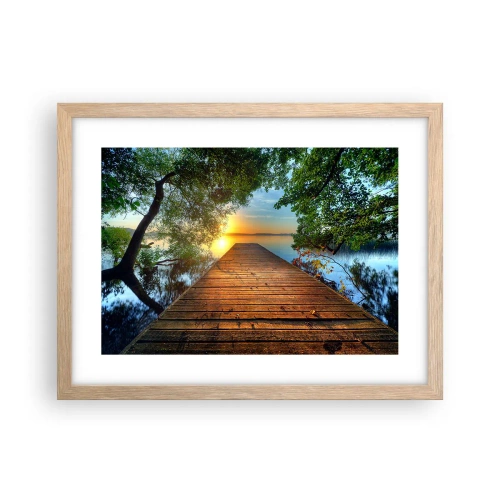 Plagát v ráme zo svetlého duba - Neponáhľaj sa, posaď sa - 40x30 cm