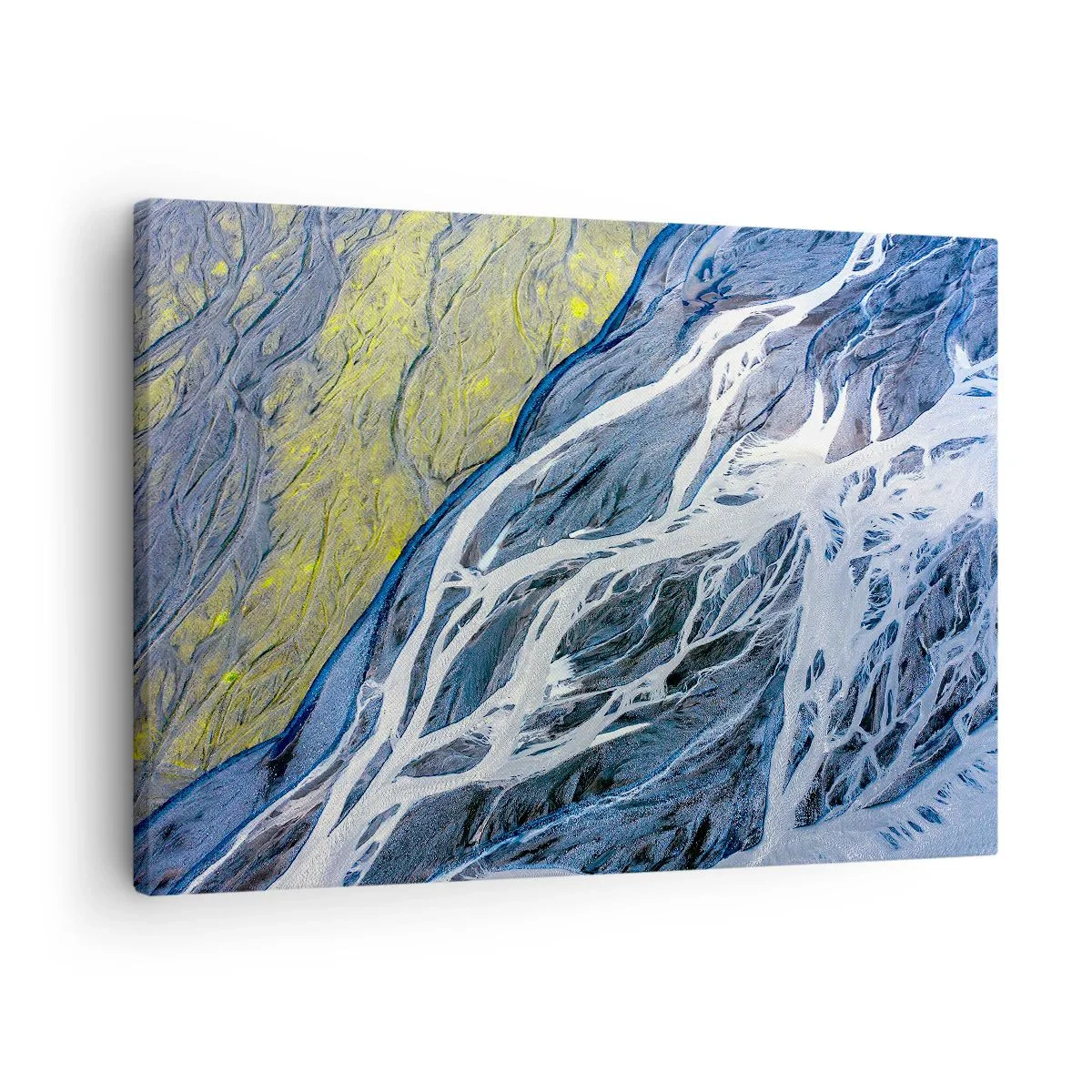 Obraz na plátne - Abstraktný pohľad z vtáčej perspektívy na kľukaté riečne lagúny - 70x50cm - Jaskynné maľby prírody - Moderná nástenná dekorácia do obývacej izby a spálne ARTTOR