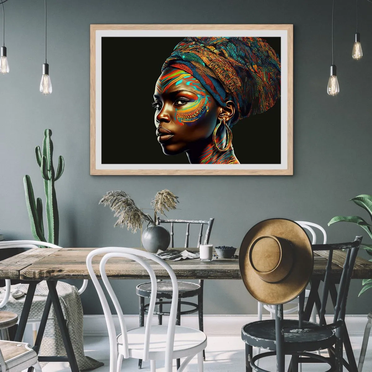 Plagát v ráme zo svetlého duba - Africká kráľovná - 91x61 cm