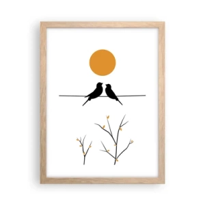Plagát v ráme zo svetlého duba - Slávičí večer - 30x40 cm