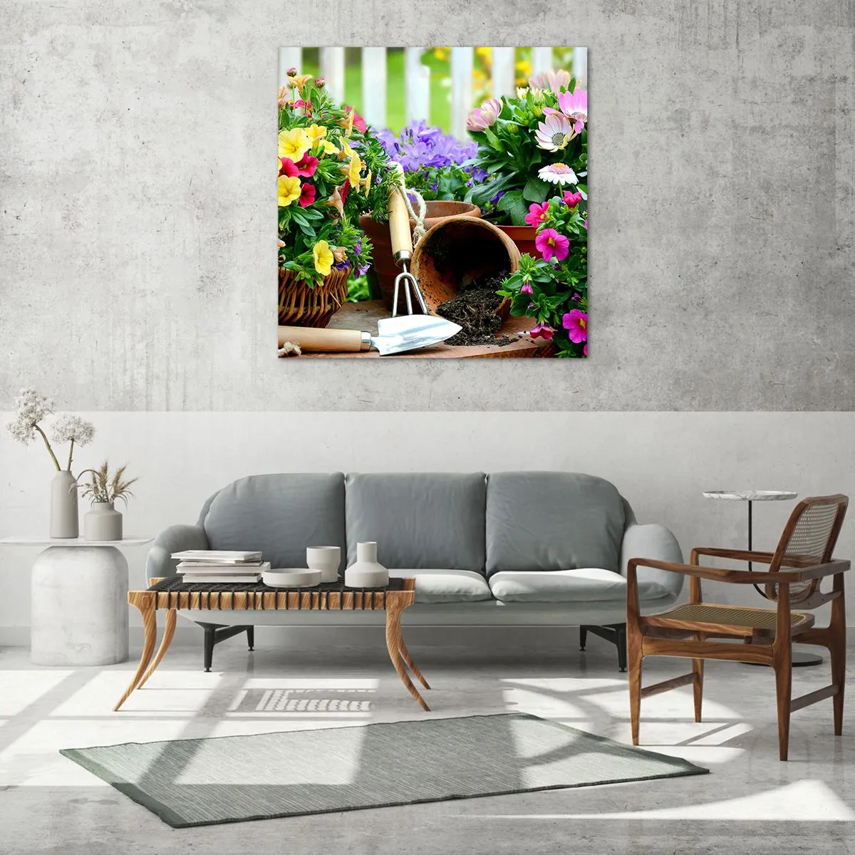 Obraz na skle - Záhradka Žofky - 60x60 cm