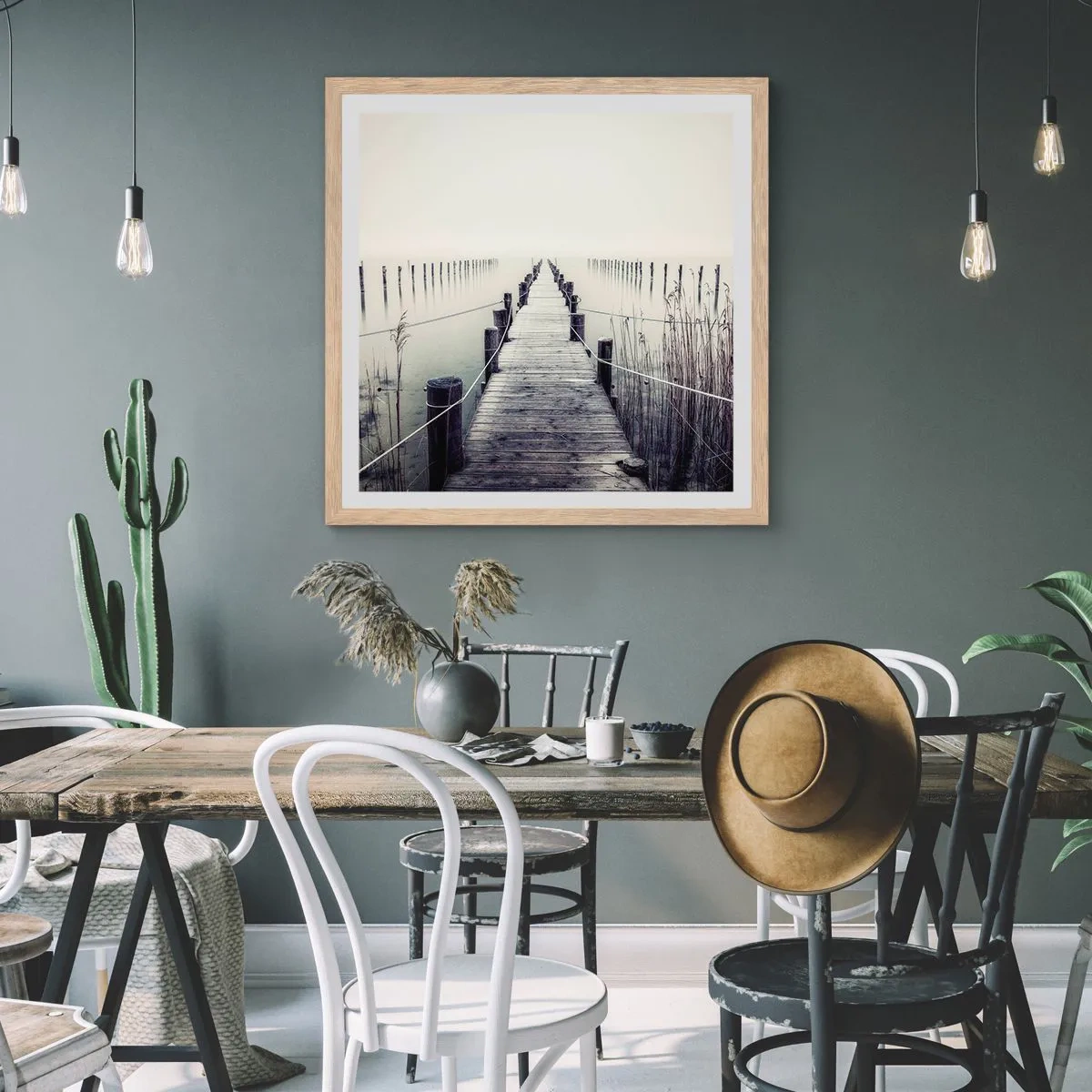 Plagát v ráme zo svetlého duba - Ponor sa do pokoja - 40x40 cm