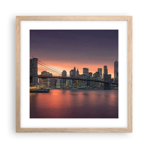 Plagát v ráme zo svetlého duba - Ponorené do ľaliového ticha - 40x40 cm