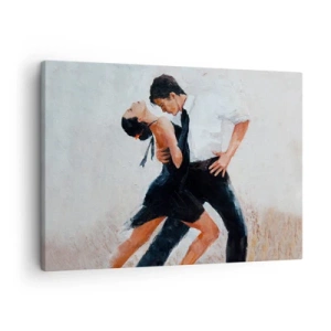Obraz na plátne - Pár tancuje v elegantnej a zmyselnej fotke - 70x50cm - Tango mojich túžob a snov - Moderná nástenná dekorácia do obývacej izby a spálne ARTTOR