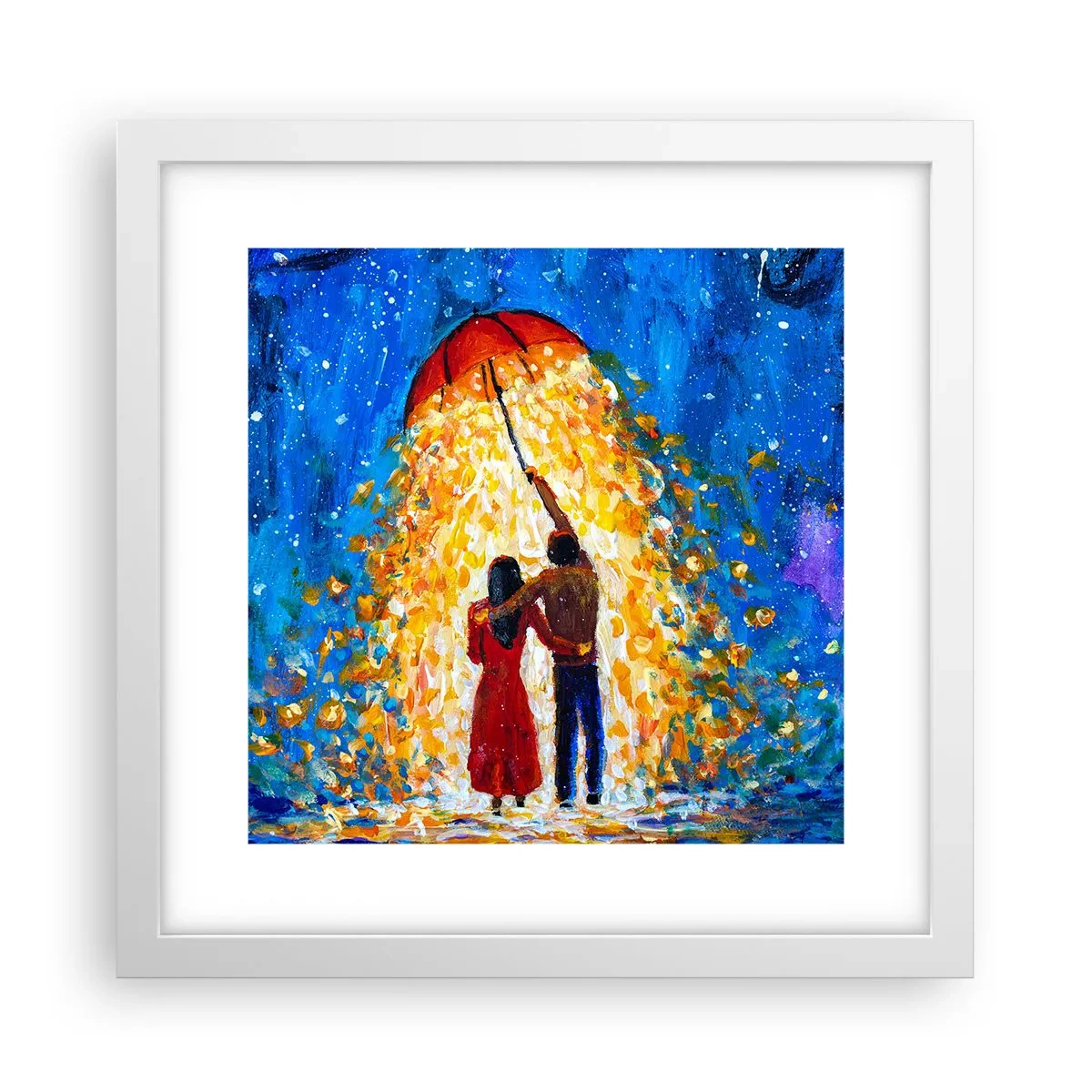 Plagát v bielom ráme - Mágia daždivého večera? - 30x30 cm