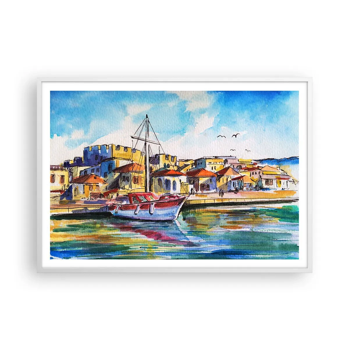 Plagát v bielom ráme - Dúhové popoludnie - 100x70 cm