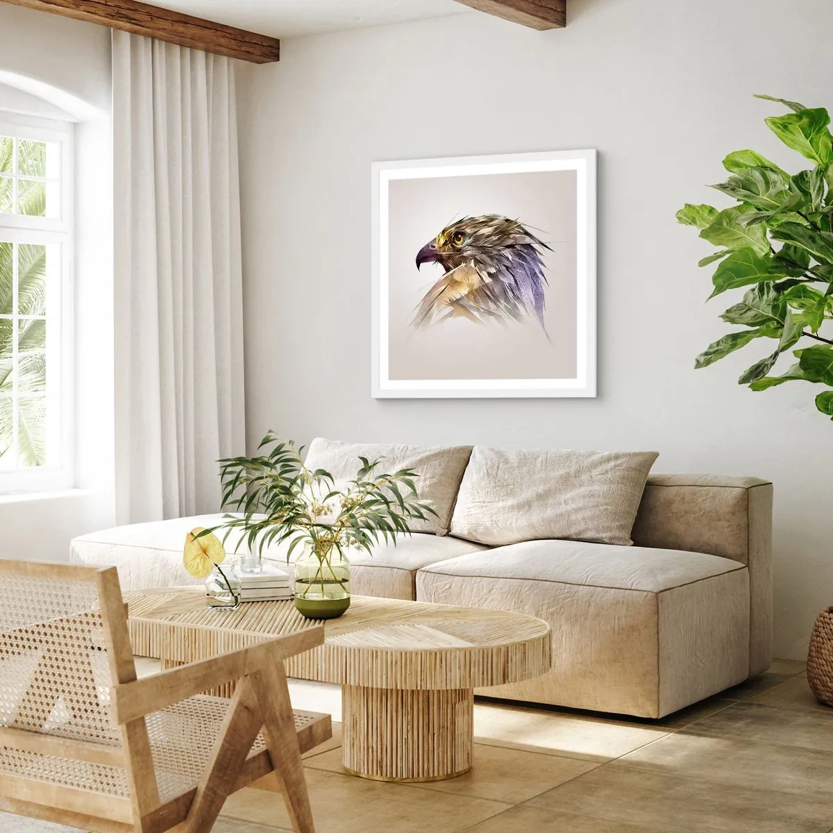 Plagát v bielom ráme - Portrét bojovníka - 60x60 cm