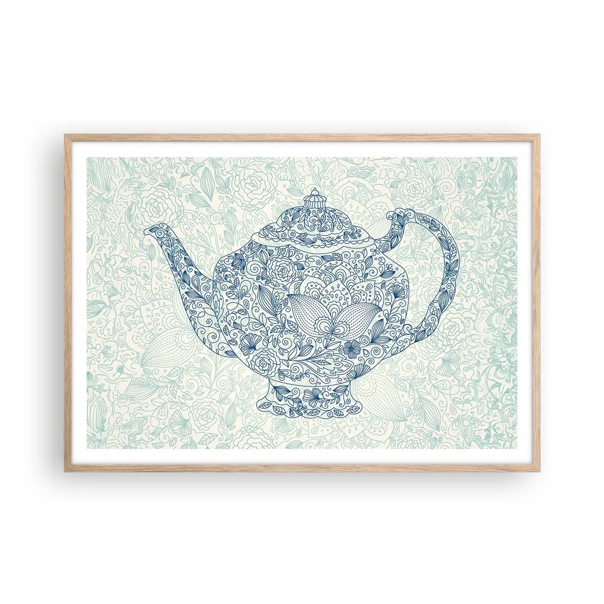 Plagát v ráme zo svetlého duba - Čajové kúzlo - 100x70 cm