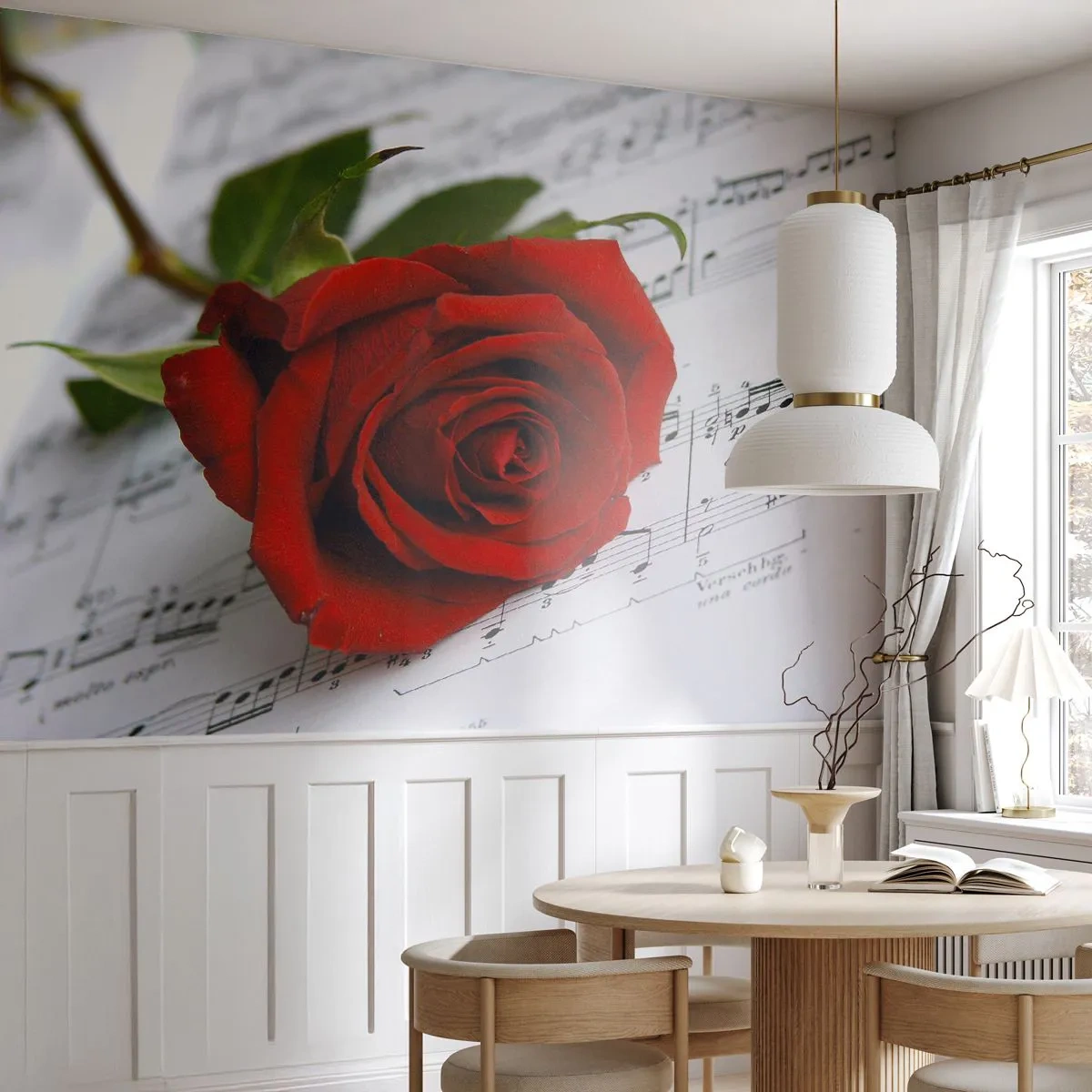 Fototapeta Standard Eco - Hudba pocitu v šarlátovej - Kvety, Rose, Hudba - 250x175 cm