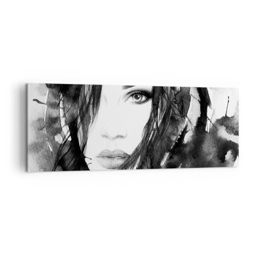 Obraz na plátne - Portrét dámy v čiernej a bielej - 140x50 cm