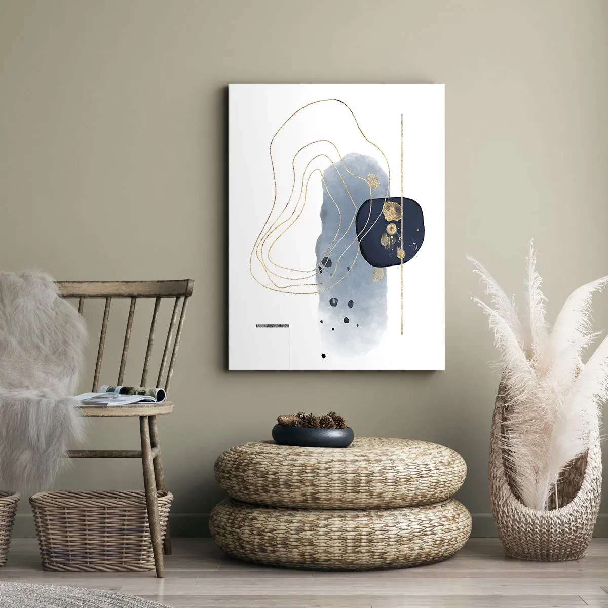 Obraz na plátne - Modro-zlatá fantázia - 55x100 cm