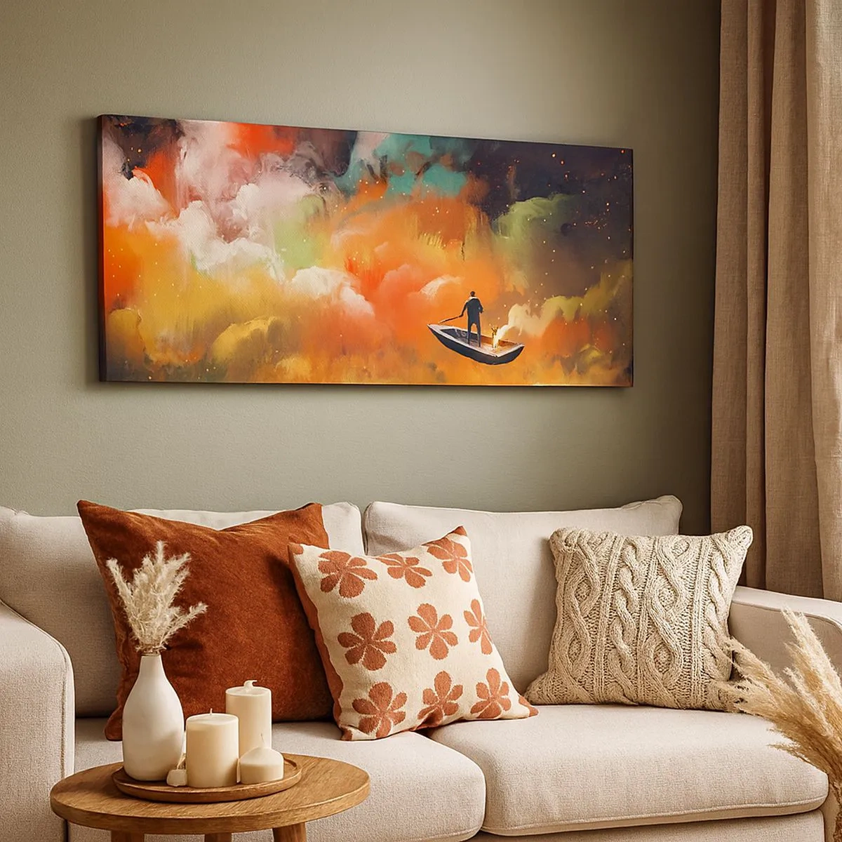 Obraz na plátne - Loďou cez galaxiu - 100x40 cm