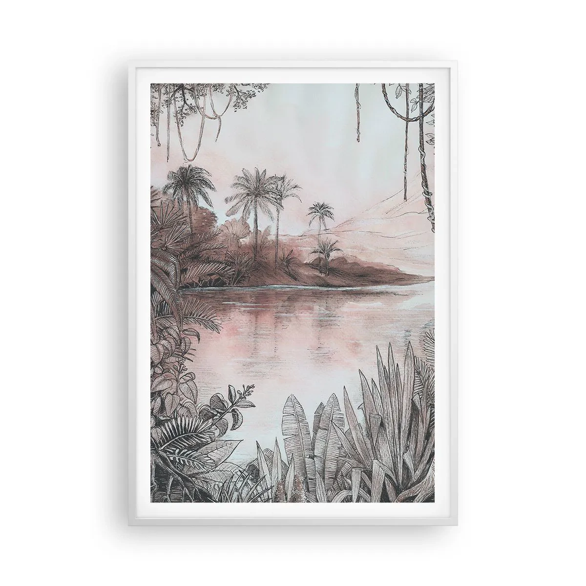 Plagát v bielom ráme - Denník cestovateľa z 19. storočia - 70x100 cm