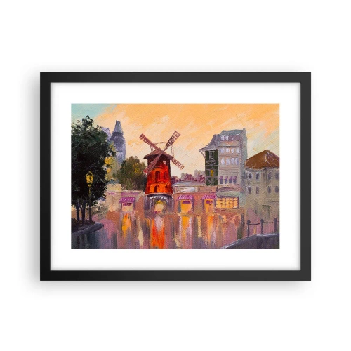 Plagát v čiernom ráme - Parížske ikony – Moulin Rouge - 40x30 cm