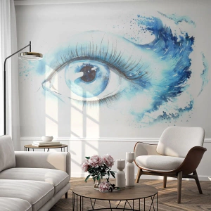 Fototapeta Premium Canvas - Ponoriť sa do modrého pohľadu - Abstrakcia, Oko, Kus - 450x315 cm