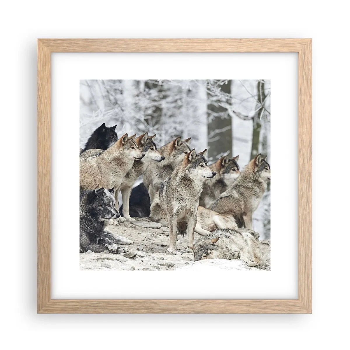 Plagát v ráme zo svetlého duba - Rodina a priatelia - 30x30 cm