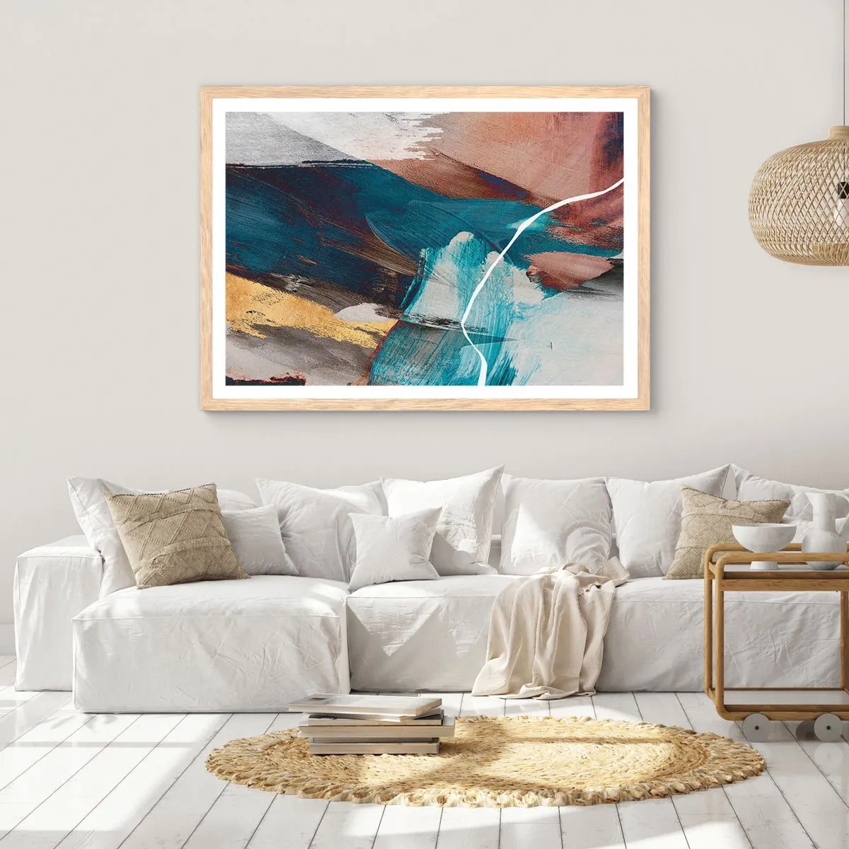 Plagát v ráme zo svetlého duba - Na plno a s energiou - 91x61 cm