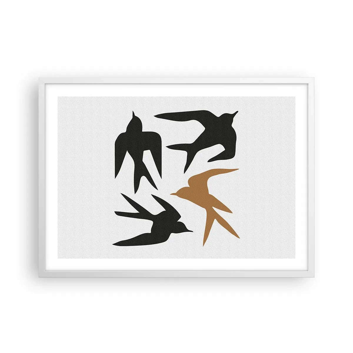 Plagát v bielom ráme - Lastovičky - 70x50 cm