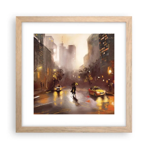 Plagát v ráme zo svetlého duba - Vo svetlách New Yorku - 30x30 cm