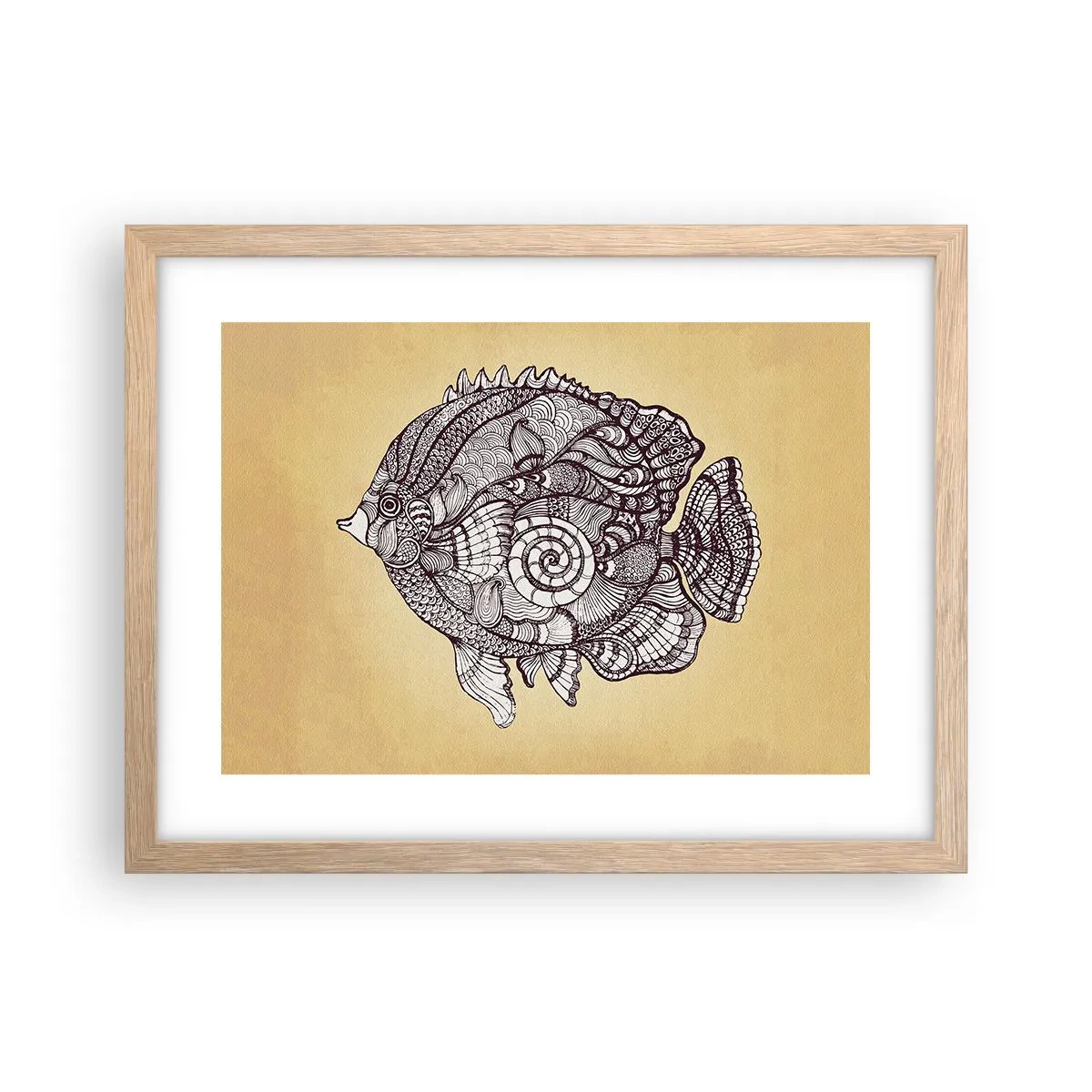 Plagát v ráme zo svetlého duba - Z oceánu ornamentov - 40x30 cm