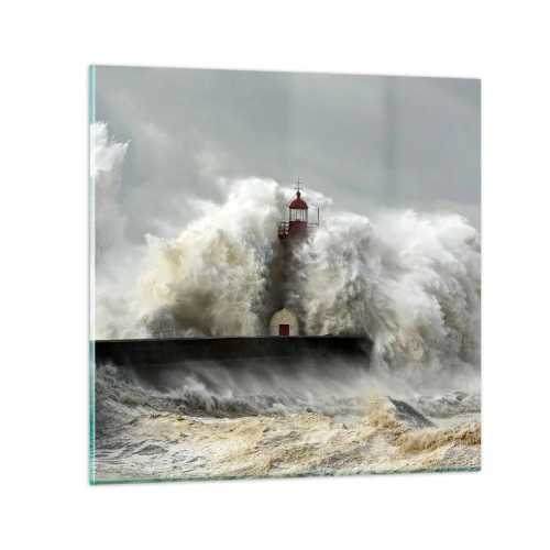 Obraz na skle - Hnev oceánu - 30x30 cm