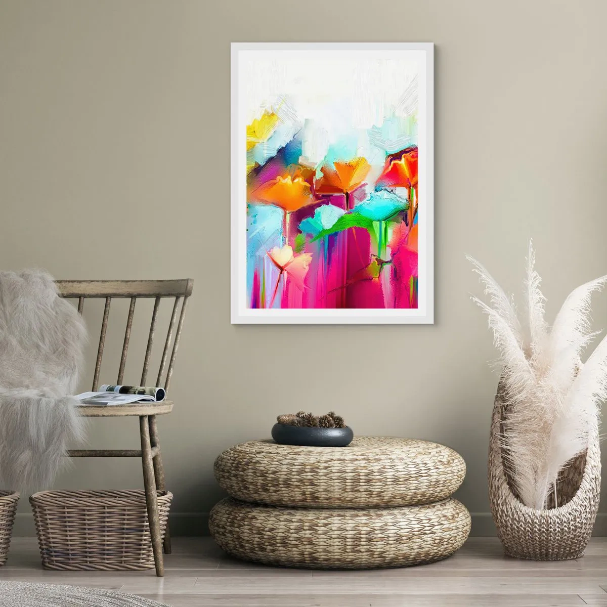 Plagát v bielom ráme - Dúha rozkvitla - 70x100 cm