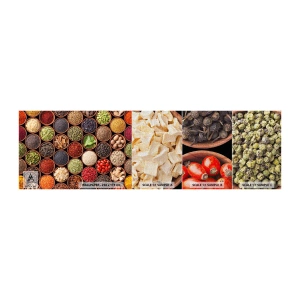 Vzorka fototapety Premium Canvas - Všetky chute sveta - Gastronómia, Korenie, Sušené bylinky - 100x30 cm