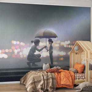 Samolepiaca Fototapeta Deluxe Sticker - A všetko je v poriadku - Pre deti, Rodina, Dáždnik - 400x280 cm