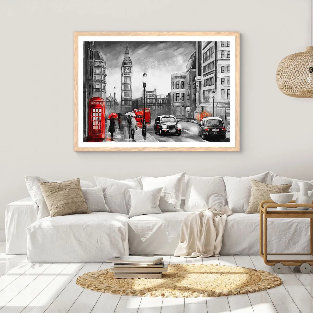 Plagát v ráme zo svetlého duba - Vôbec nie šedé mesto - 70x50 cm